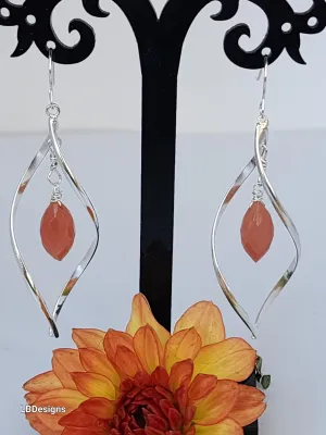 Large gemstone twist earrings