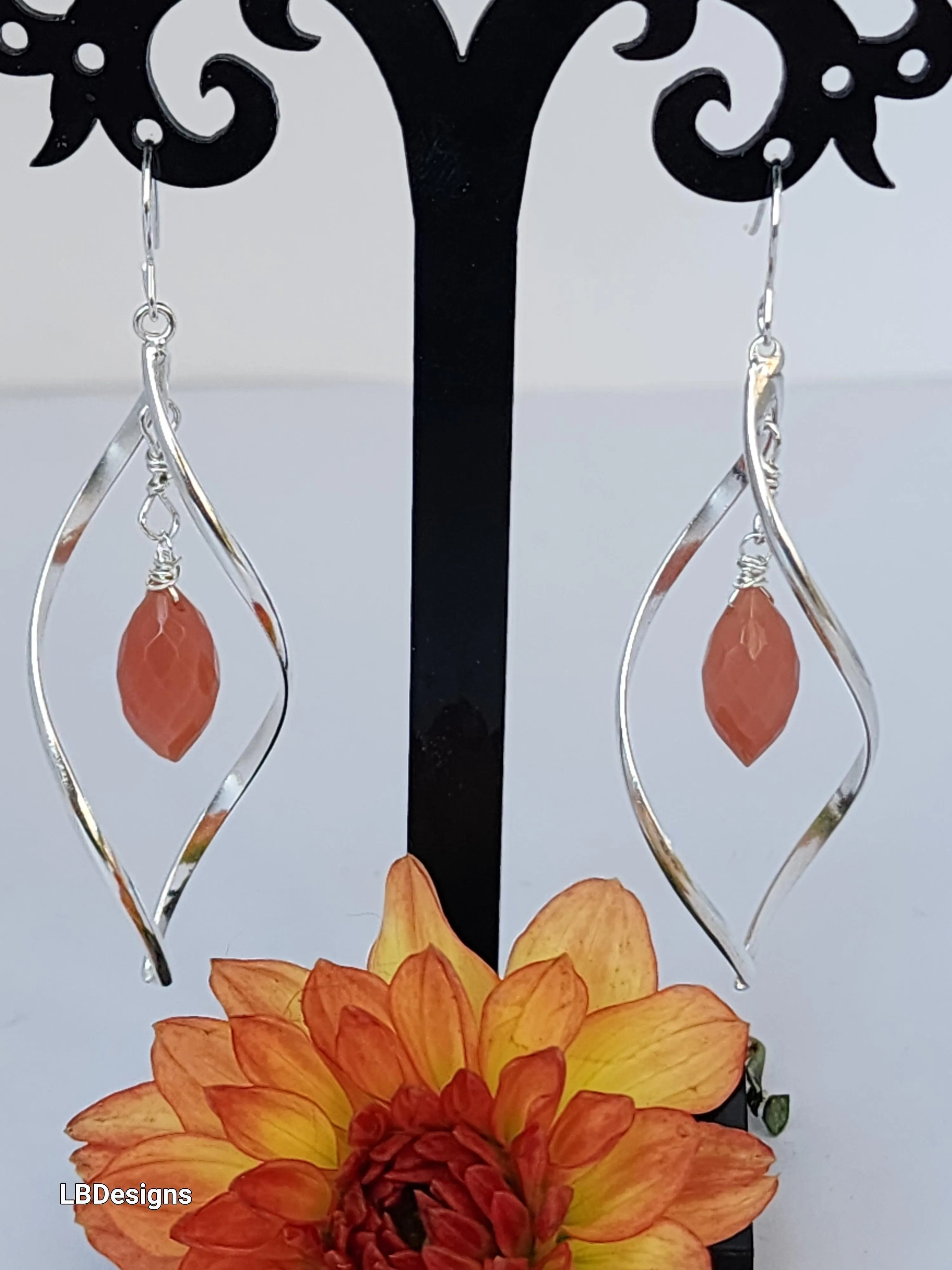 Large gemstone twist earrings