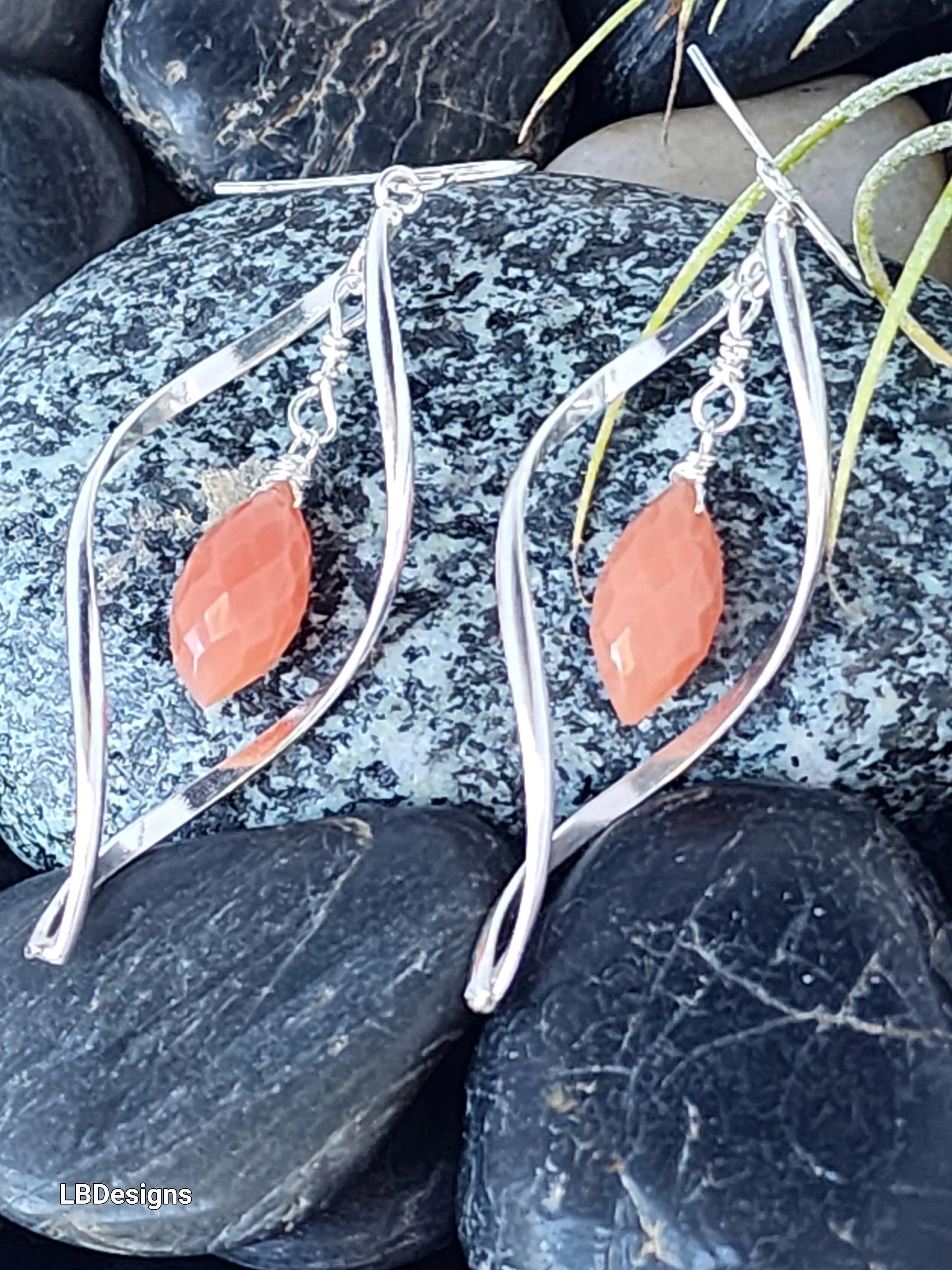 Large gemstone twist earrings