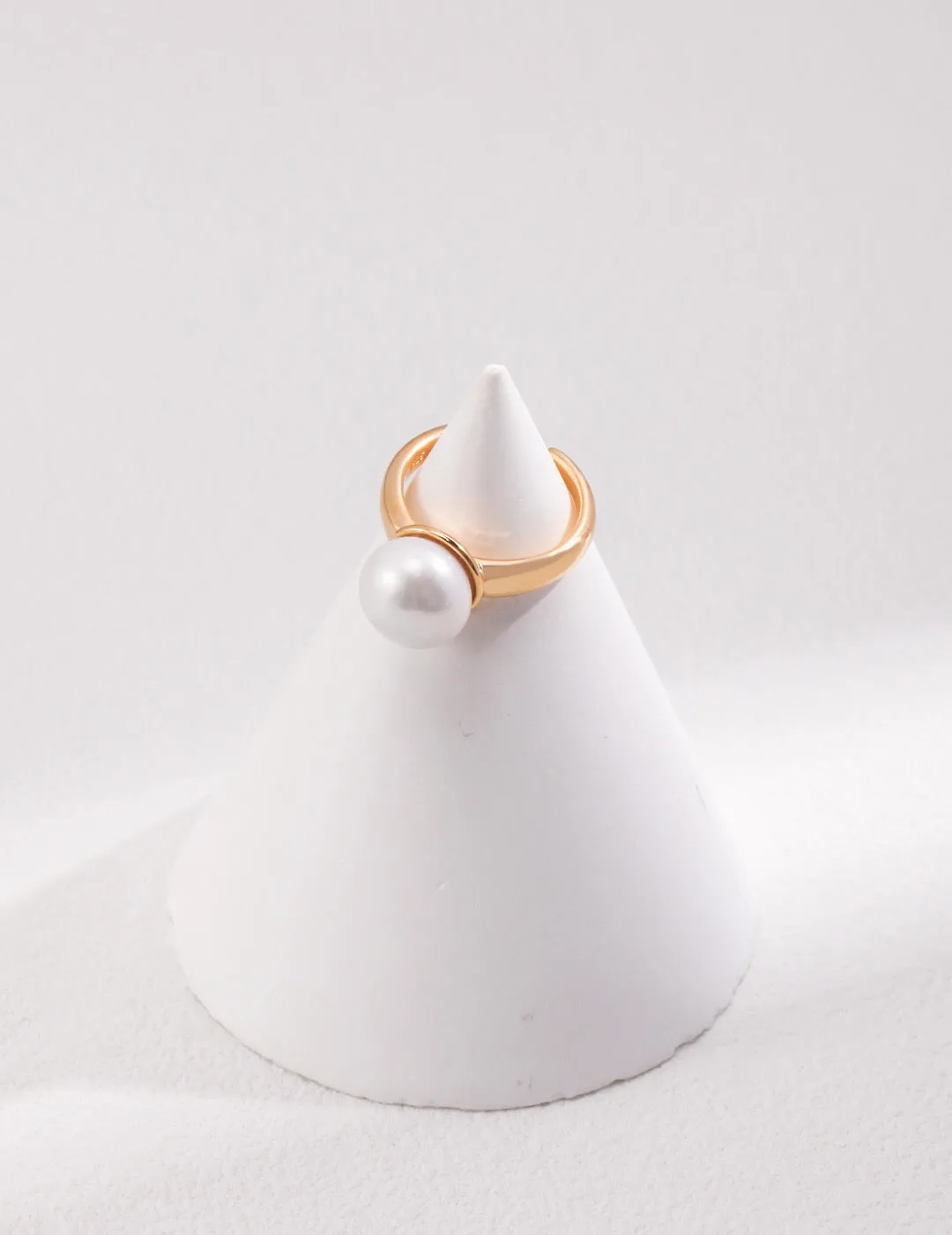 Large Pearl Open Ring in Gold Vermeil