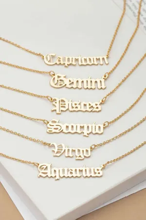 Laser Cut Zodiac Sign Pendant Necklace
