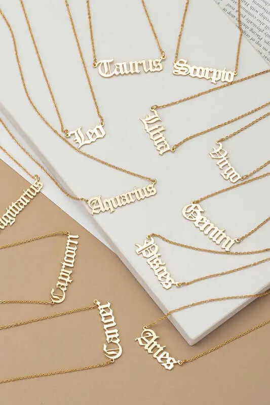 Laser Cut Zodiac Sign Pendant Necklace