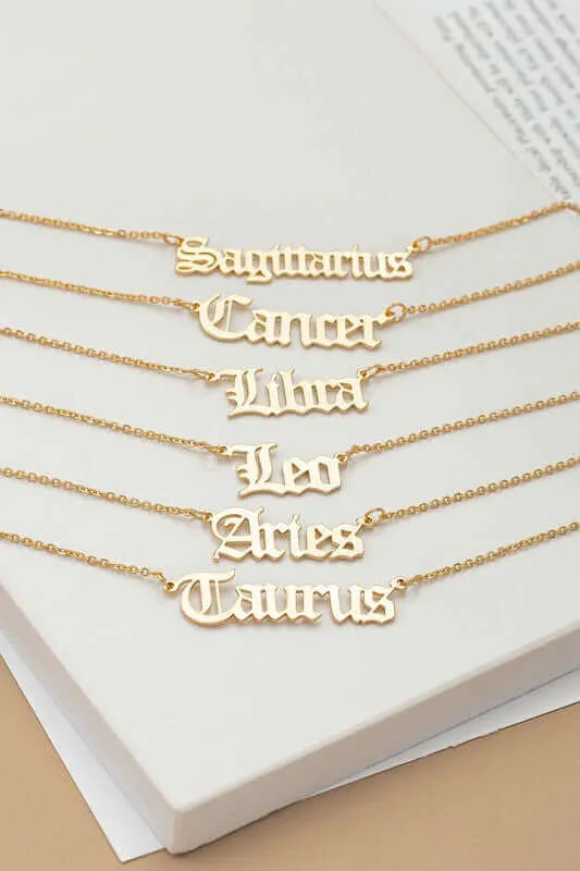 Laser Cut Zodiac Sign Pendant Necklace