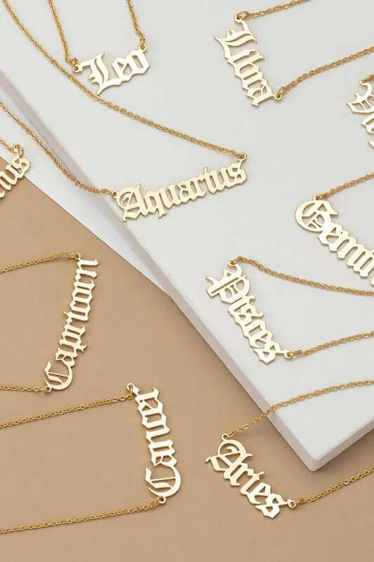 Laser Cut Zodiac Sign Pendant Necklace