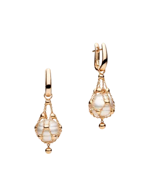 Lavalier Pearl Earrings | 12mm Circle Pearls and Rose Gold
