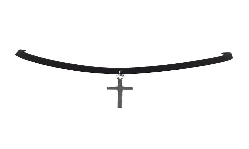 Leather Torques Retro Cross Pendants Necklace