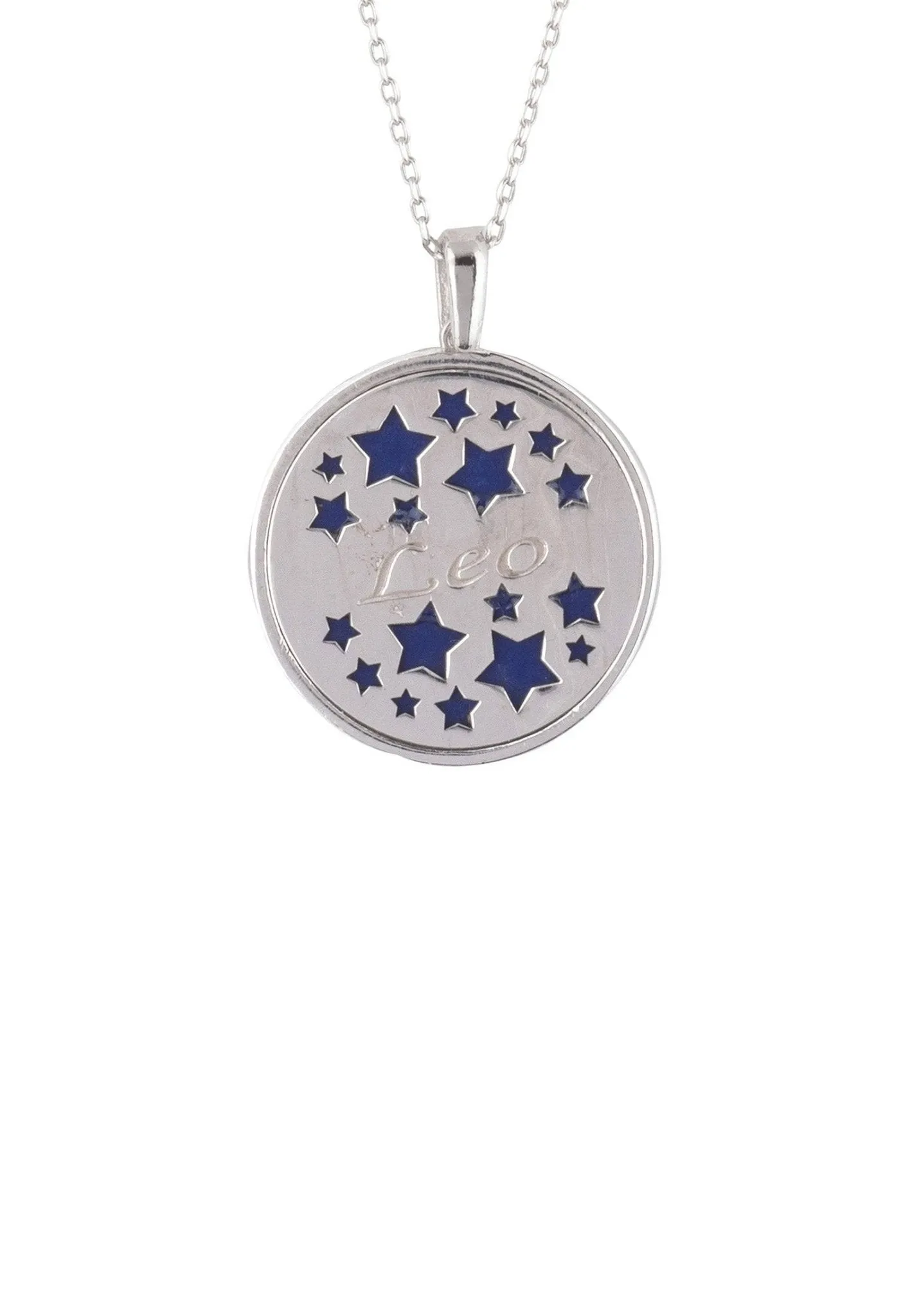 Leo Constellation Pendant Necklace in Silver with Lapis Lazuli