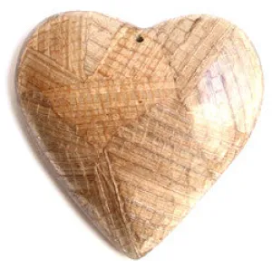 Light Brown Banana Bark Inlay Heart Pendant