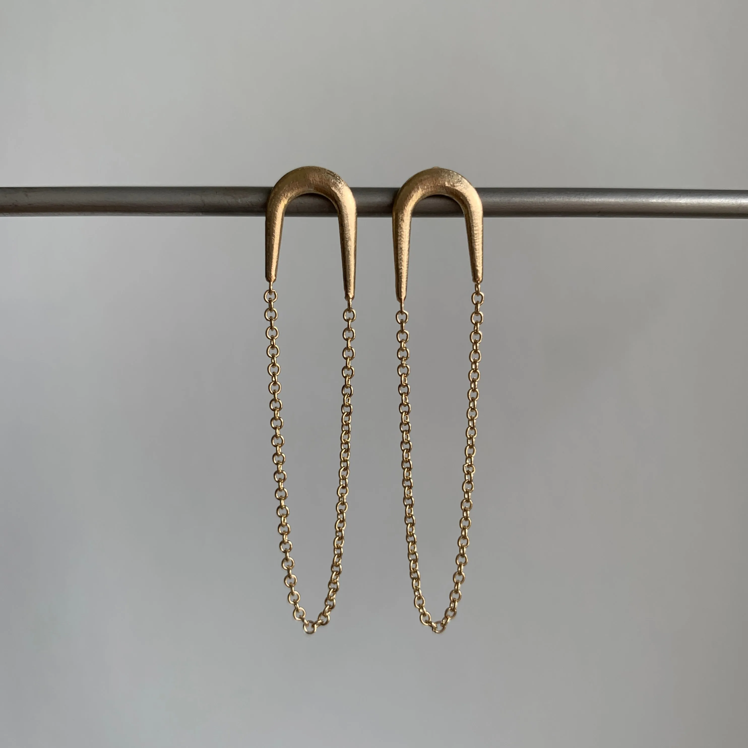 Long Gold Swinger Chain Earrings