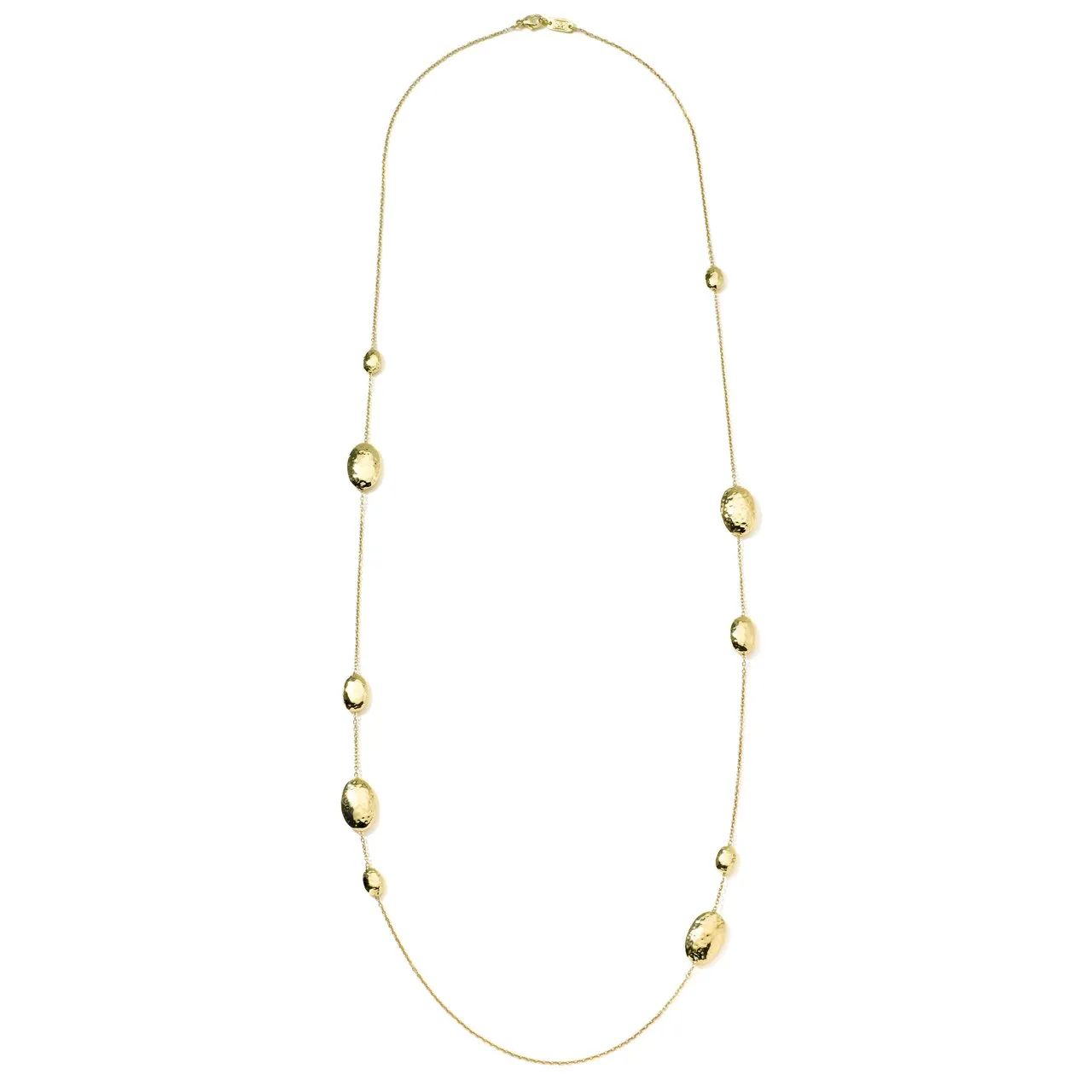 Long Hammered Multi Station Layering Necklace