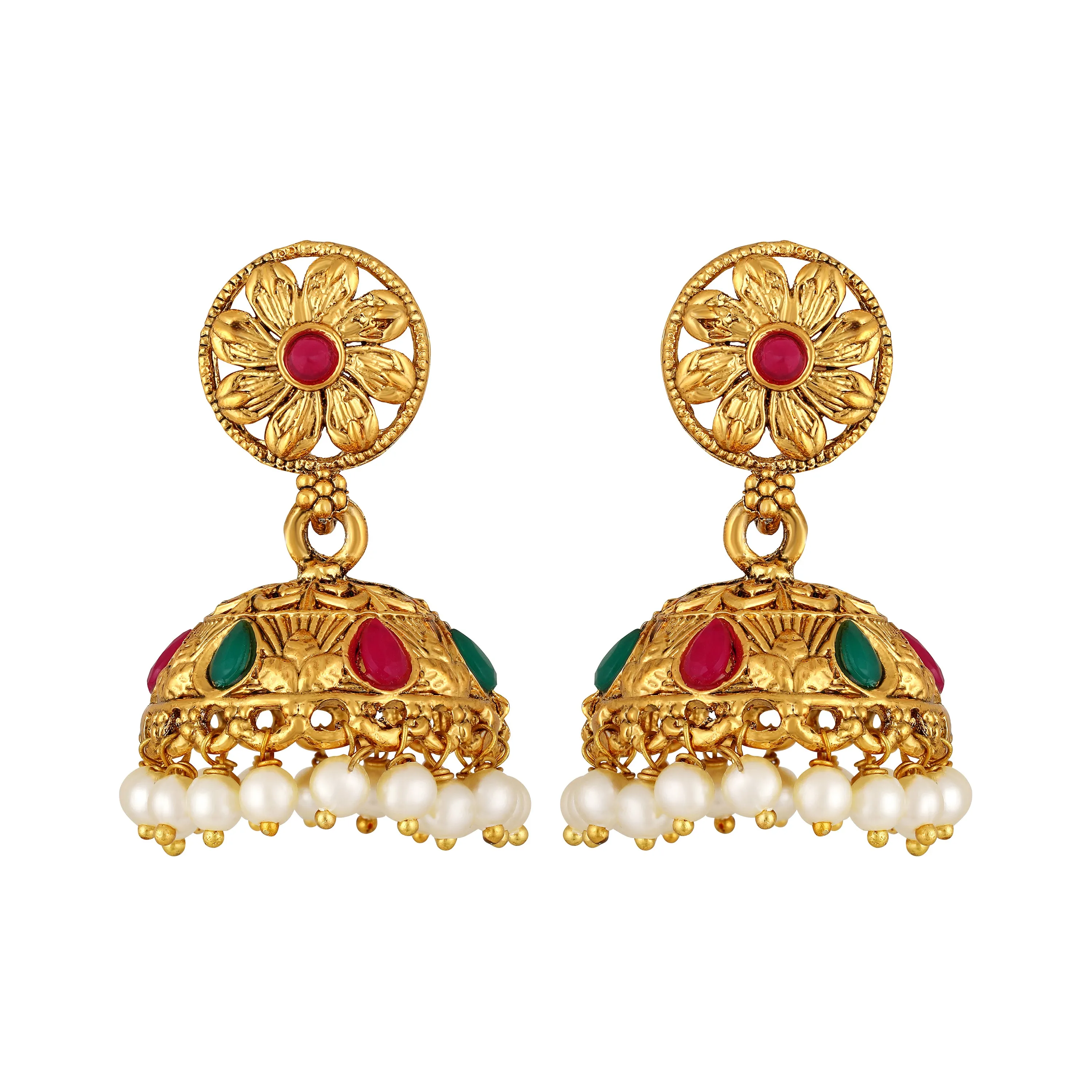 Lord Krishna with Maroon and Green colour Floral Necklace Set