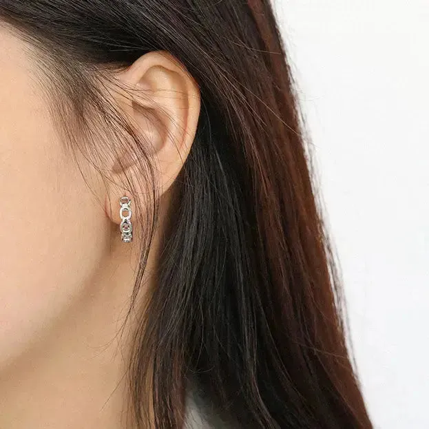 LOVCIA Modern Fashion Hollow Chain 925 Sterling Silver Hoop Earrings