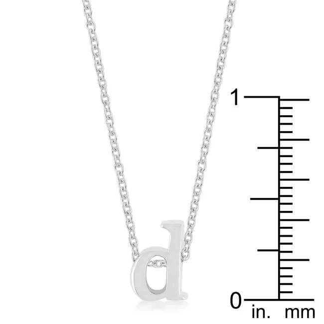 LOVCIA Rhodium Shiny Initial D Necklace in Silver Tone
