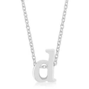LOVCIA Rhodium Shiny Initial D Necklace in Silver Tone