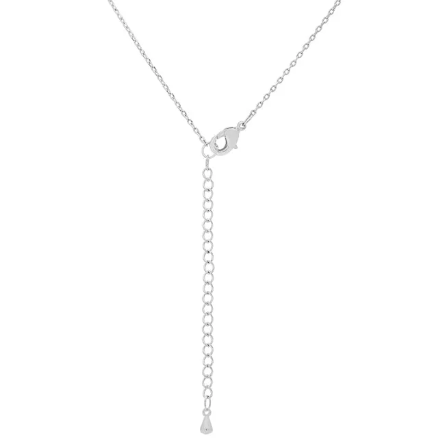 LOVCIA Rhodium Shiny Initial D Necklace in Silver Tone