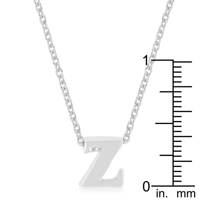 LOVCIA Rhodium Shiny Initial Z Necklace Pendant