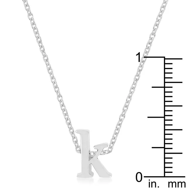 LOVCIA Shiny Rhodium-Plated Brass K Initial Necklace