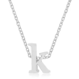 LOVCIA Shiny Rhodium-Plated Brass K Initial Necklace
