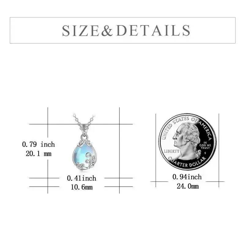 LOVCIA Sterling Silver Moonstone Filigree Teardrop Necklace Jewelry