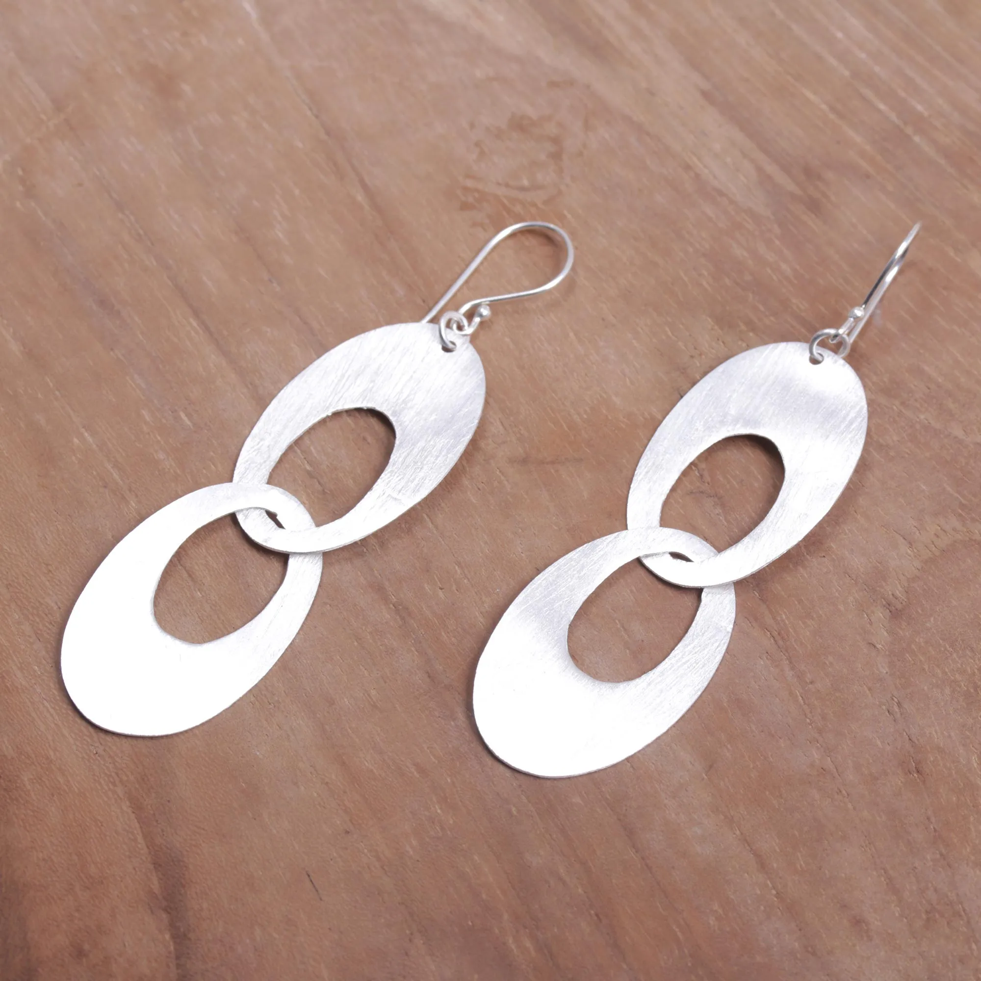 Loving Bond Sterling Silver Modern Circle Dangle Earrings from Indonesia