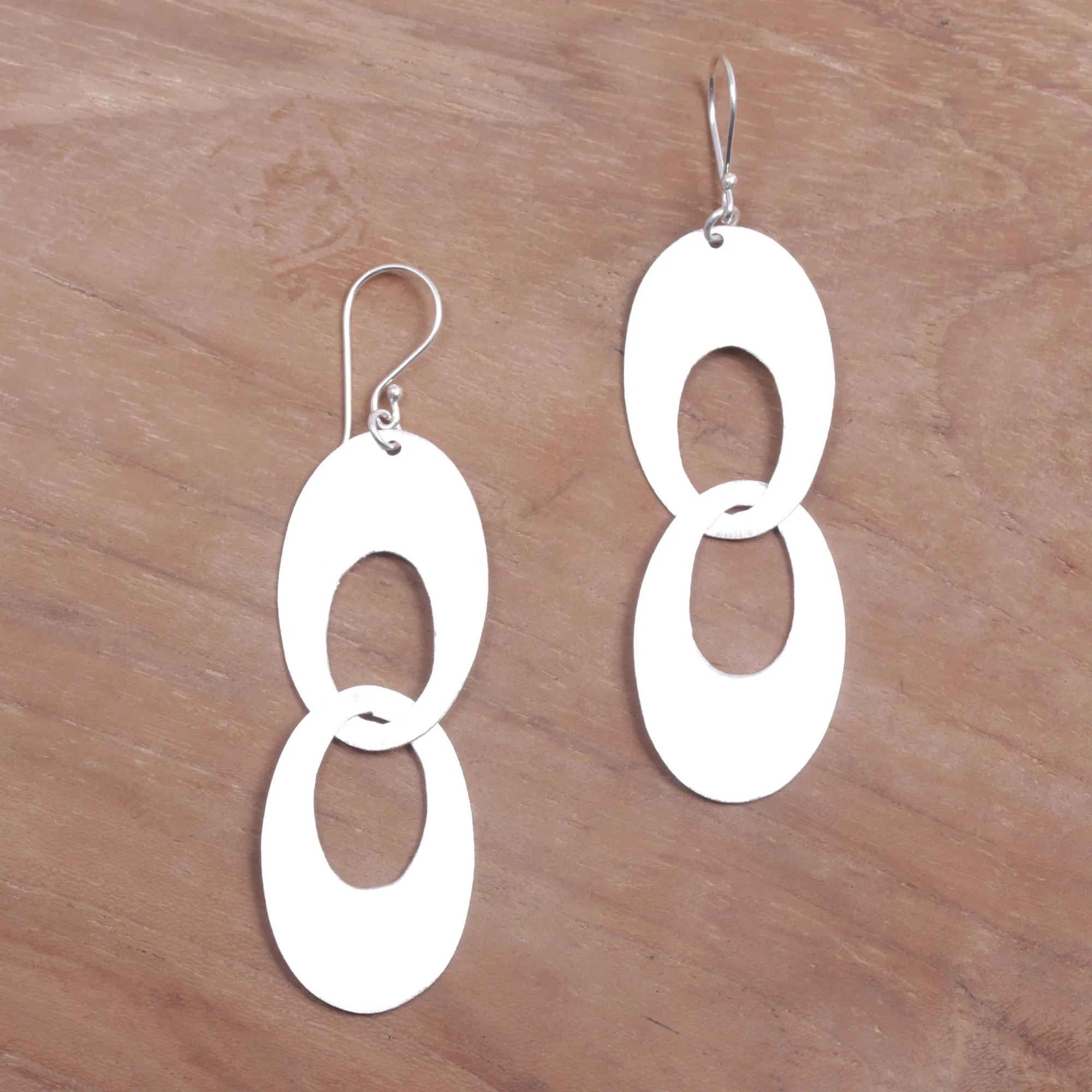 Loving Bond Sterling Silver Modern Circle Dangle Earrings from Indonesia