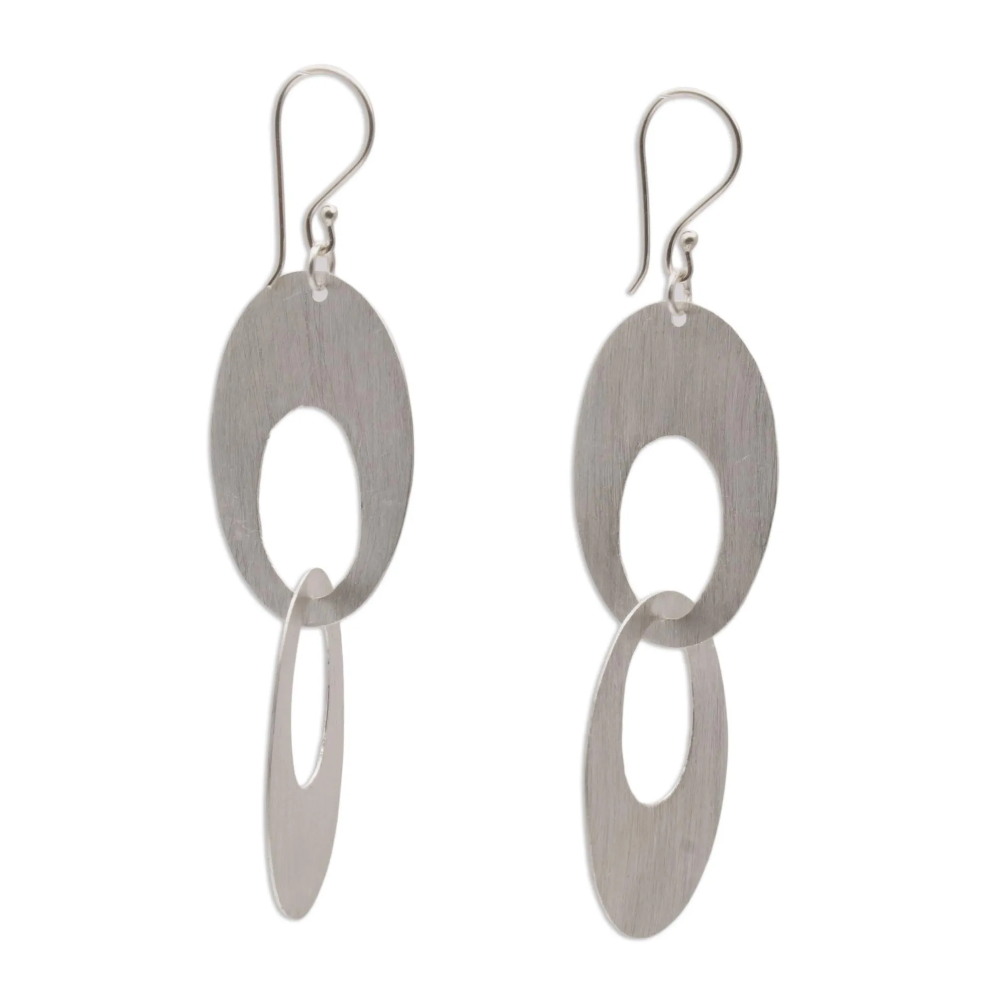 Loving Bond Sterling Silver Modern Circle Dangle Earrings from Indonesia