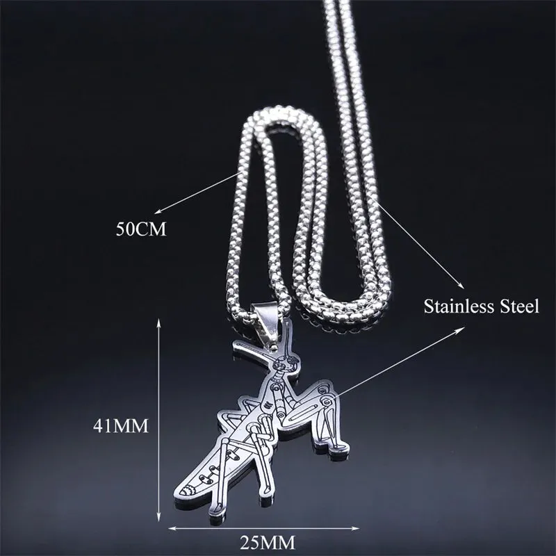 Machinery Mantis Necklace Stainless Steel Steampunk Mechanical Insect Metal Necklaces