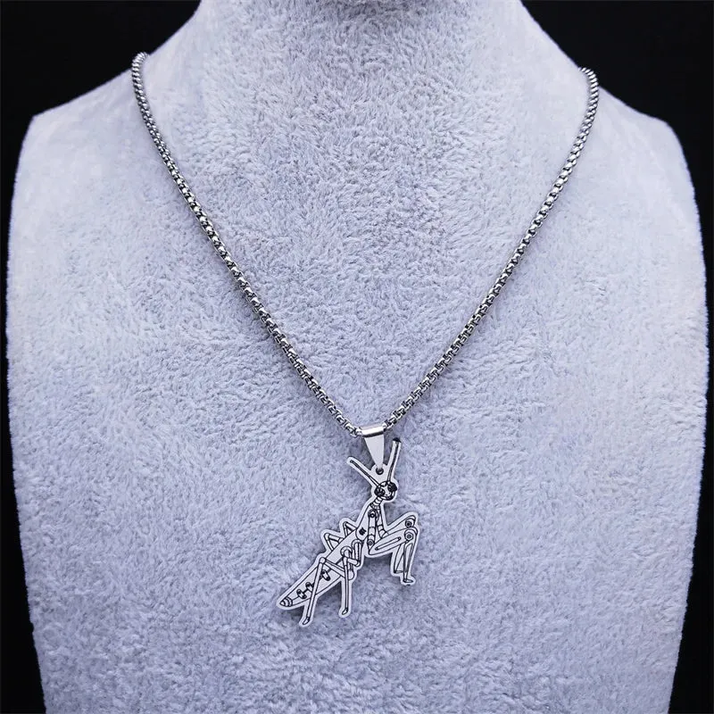 Machinery Mantis Necklace Stainless Steel Steampunk Mechanical Insect Metal Necklaces