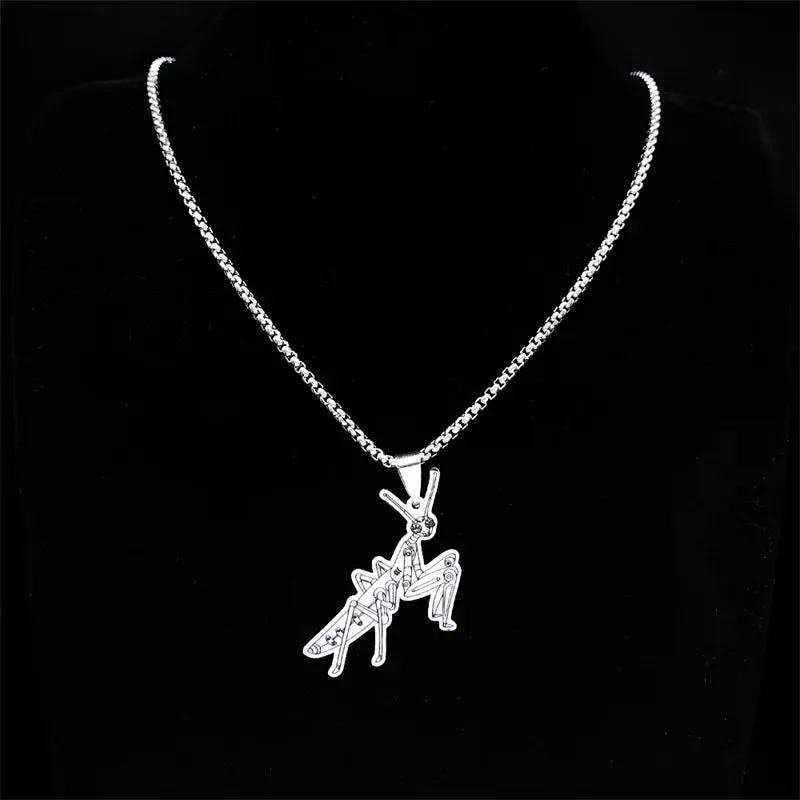 Machinery Mantis Necklace Stainless Steel Steampunk Mechanical Insect Metal Necklaces