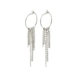 MAJA crystal waterfall hoop earrings silver-plated