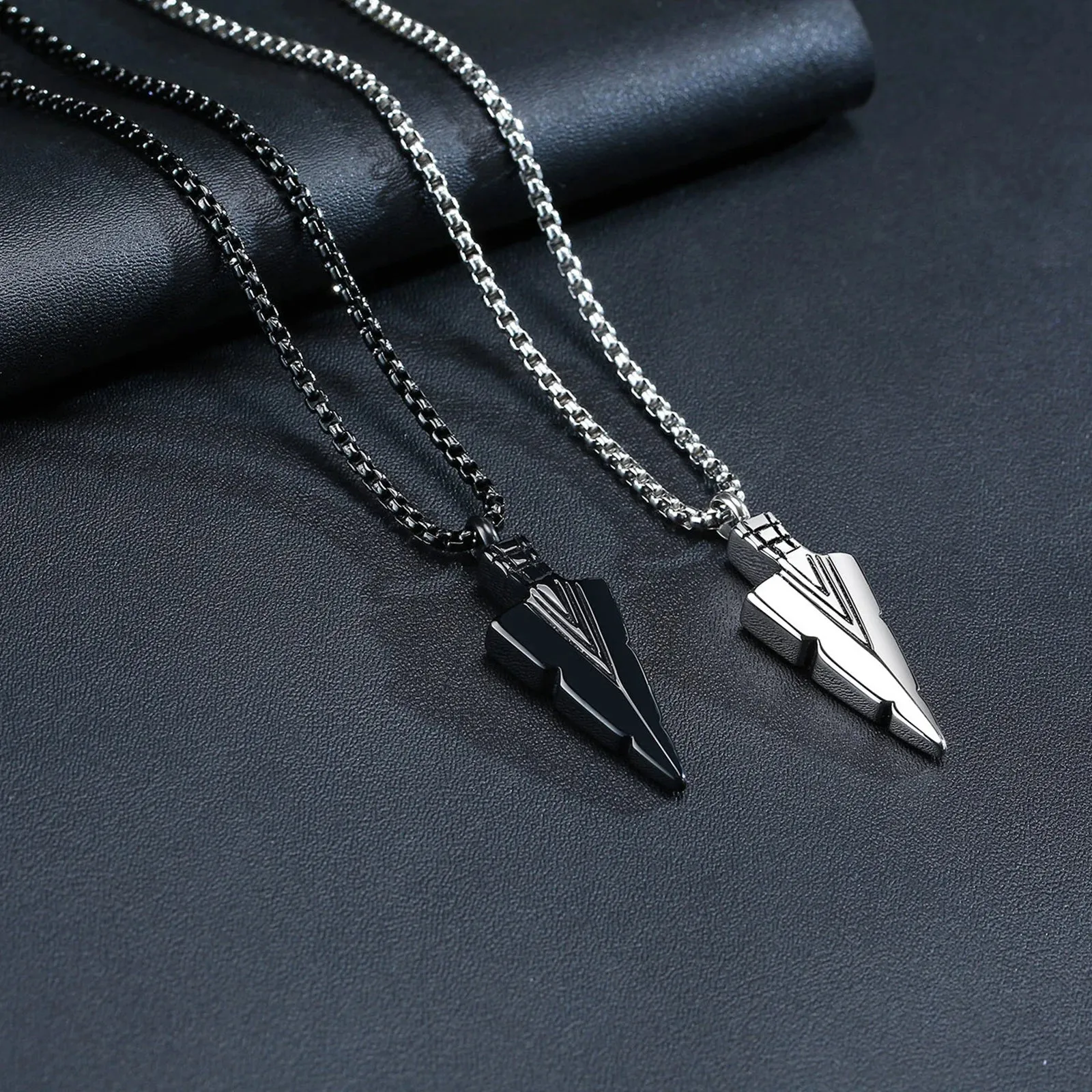 Mens Cremation Urn Necklace for Ashes,Stainless Steel Tribal  Arrowhead Memorial Pendant
