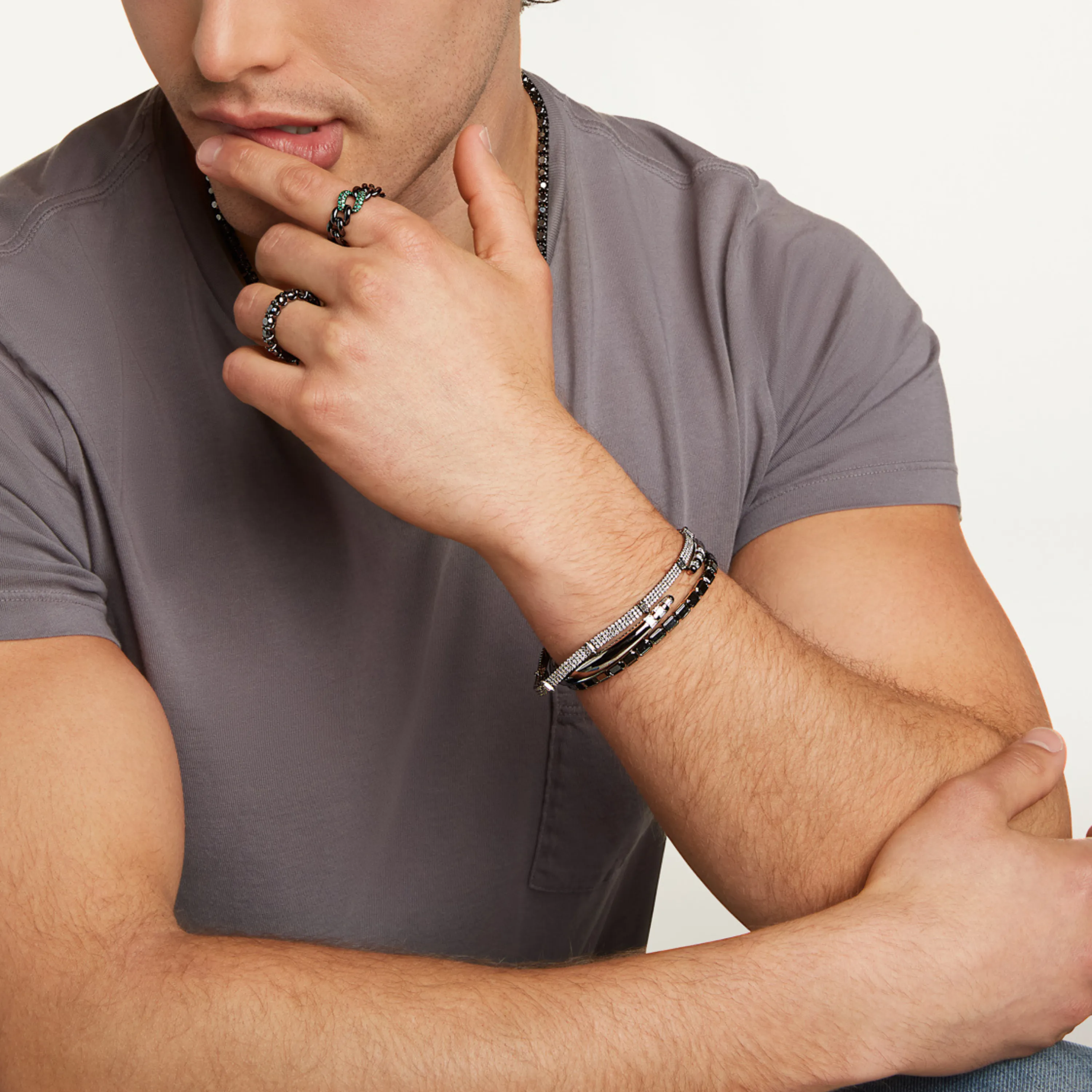 MEN'S DIAMOND OPEN SNAKE TAIL CUFF