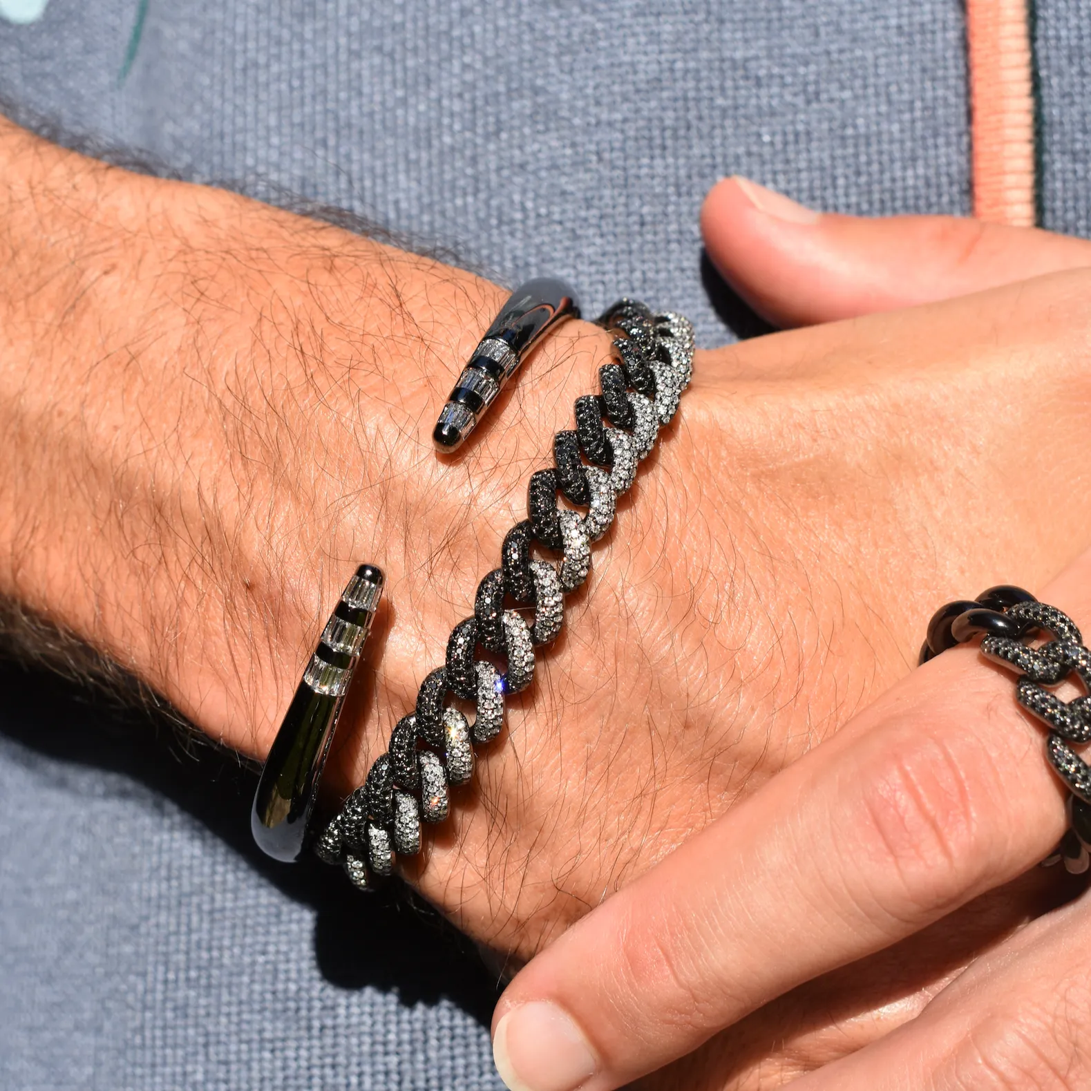 MEN'S DIAMOND OPEN SNAKE TAIL CUFF