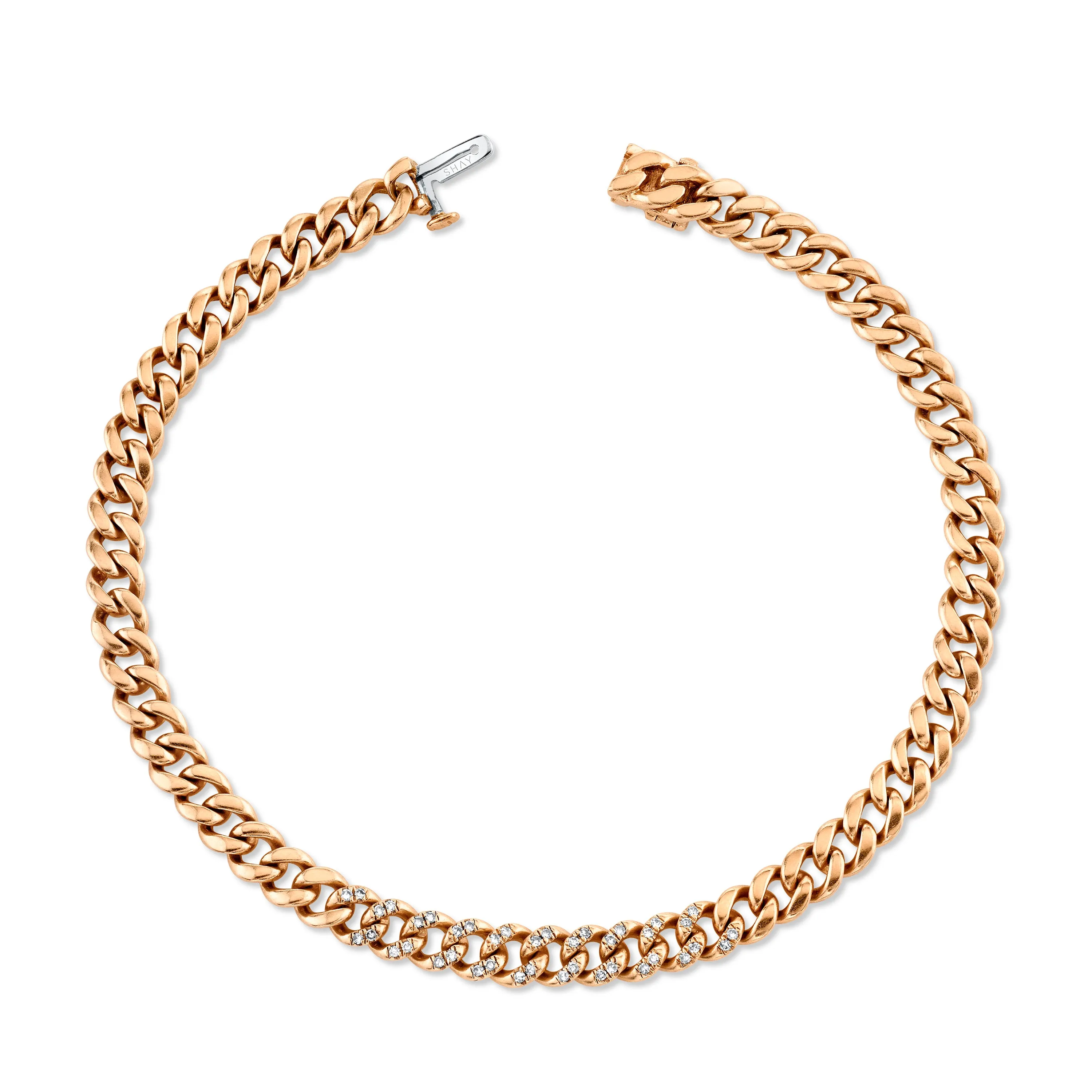 MEN'S DIAMOND PARTIAL PAVE FLAT MINI LINK BRACELET