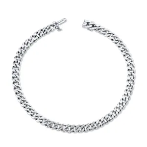 MEN'S DIAMOND PARTIAL PAVE FLAT MINI LINK BRACELET