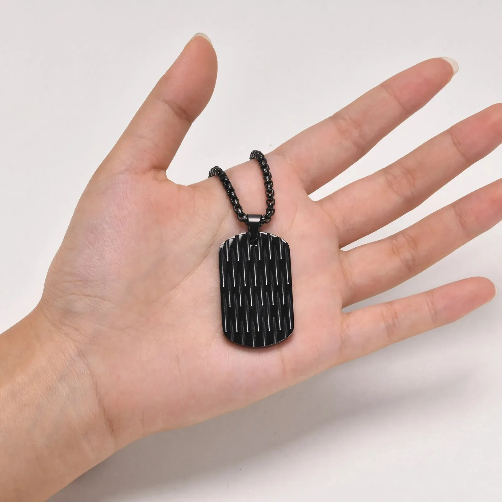 Mens Dog Tag Necklaces, Waterproof Stainless Steel Geometric Pendant Collar Birthday Gifts