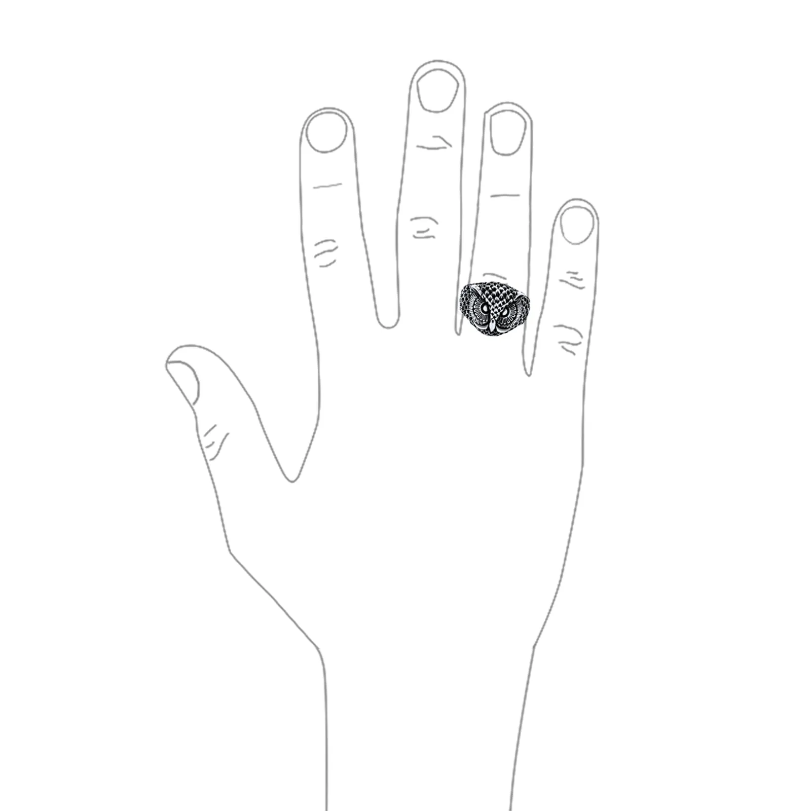 Mens Silver Ring: Oxidized .925 Sterling Silver Night Owl Band for Men