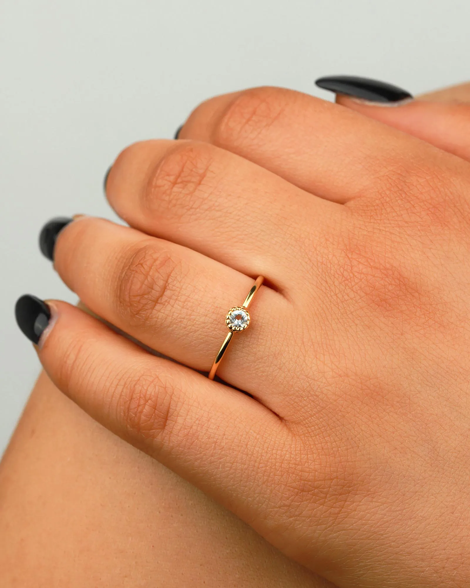 Milgrain Stone Ring