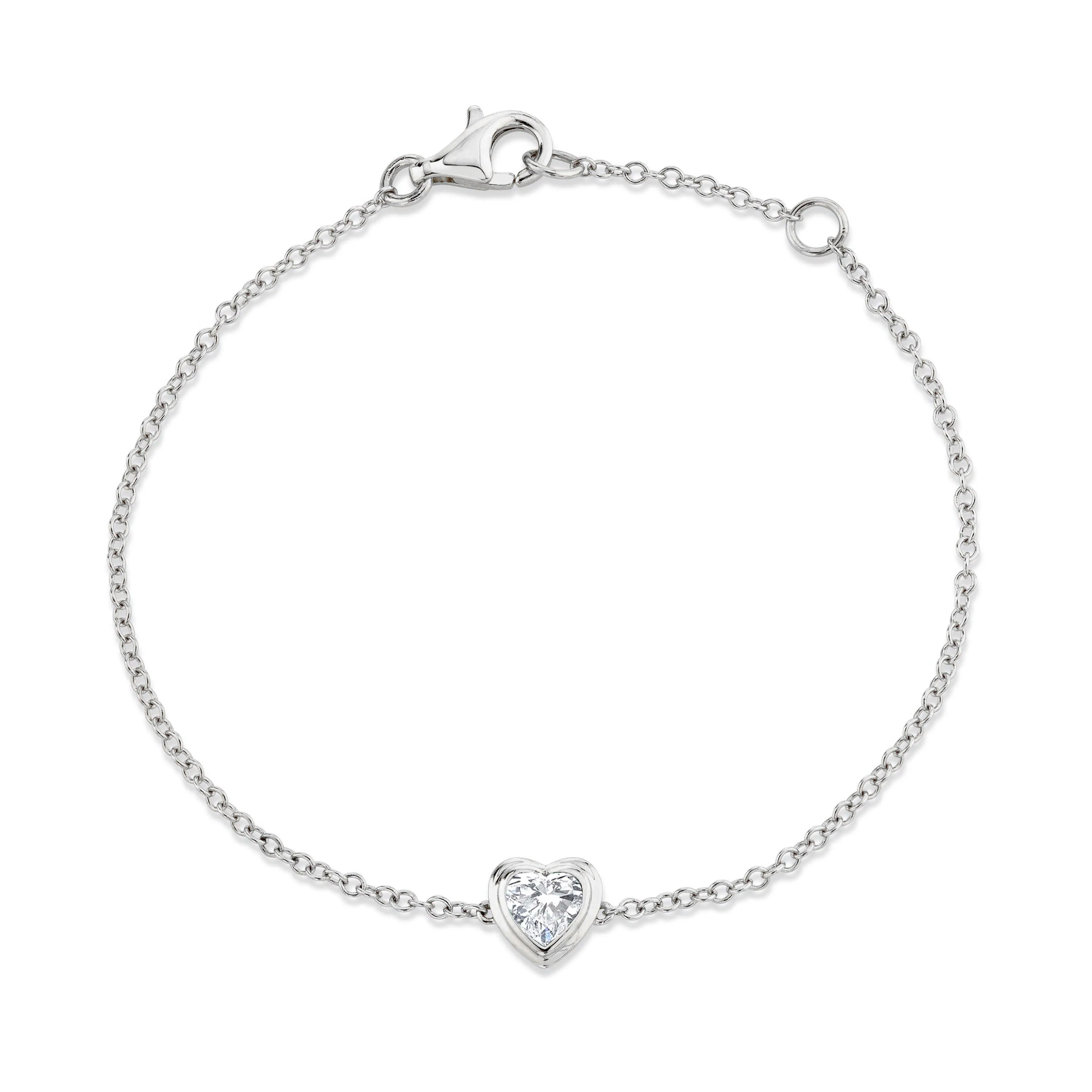 MINI ME DIAMOND BEZEL HEART BRACELET