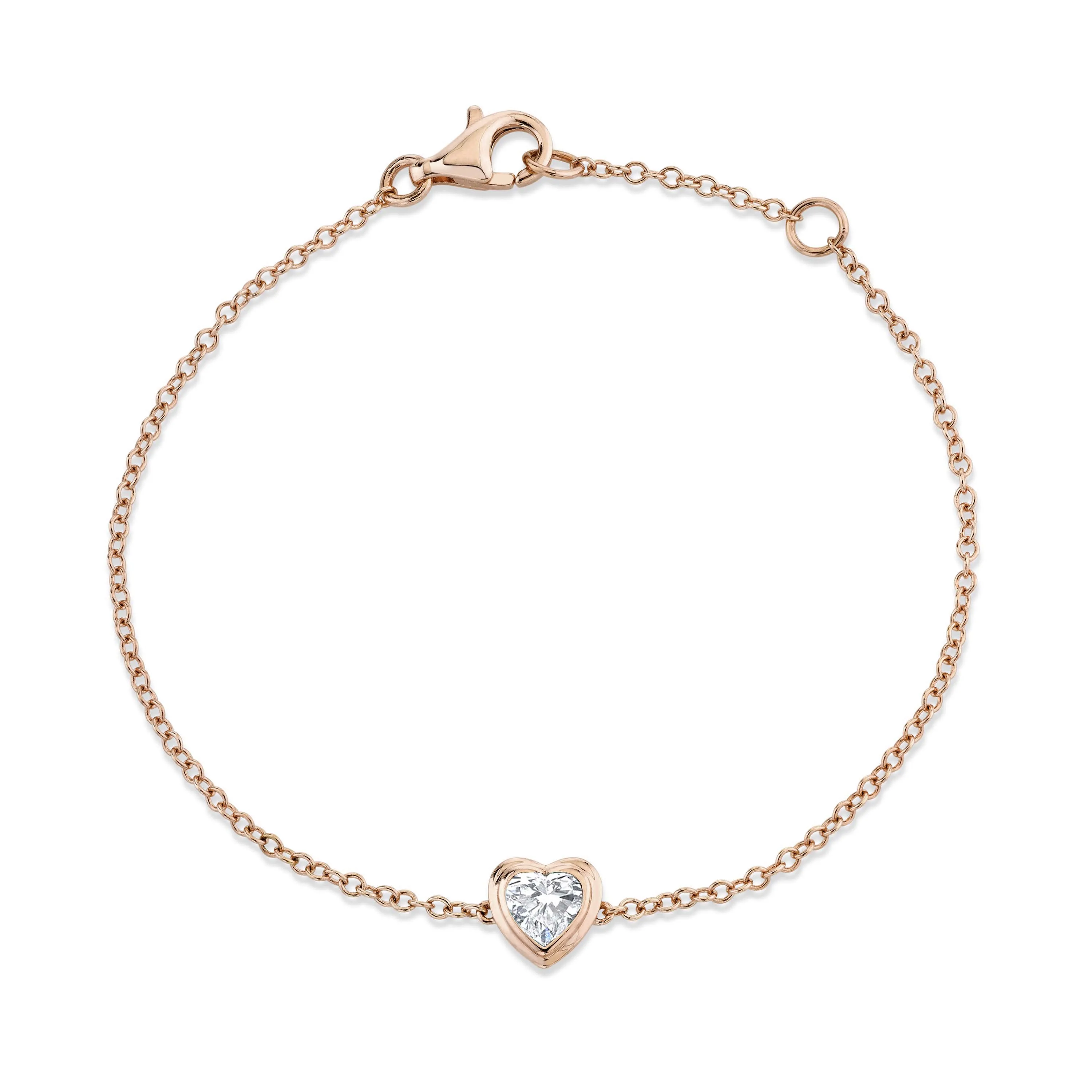 MINI ME DIAMOND BEZEL HEART BRACELET