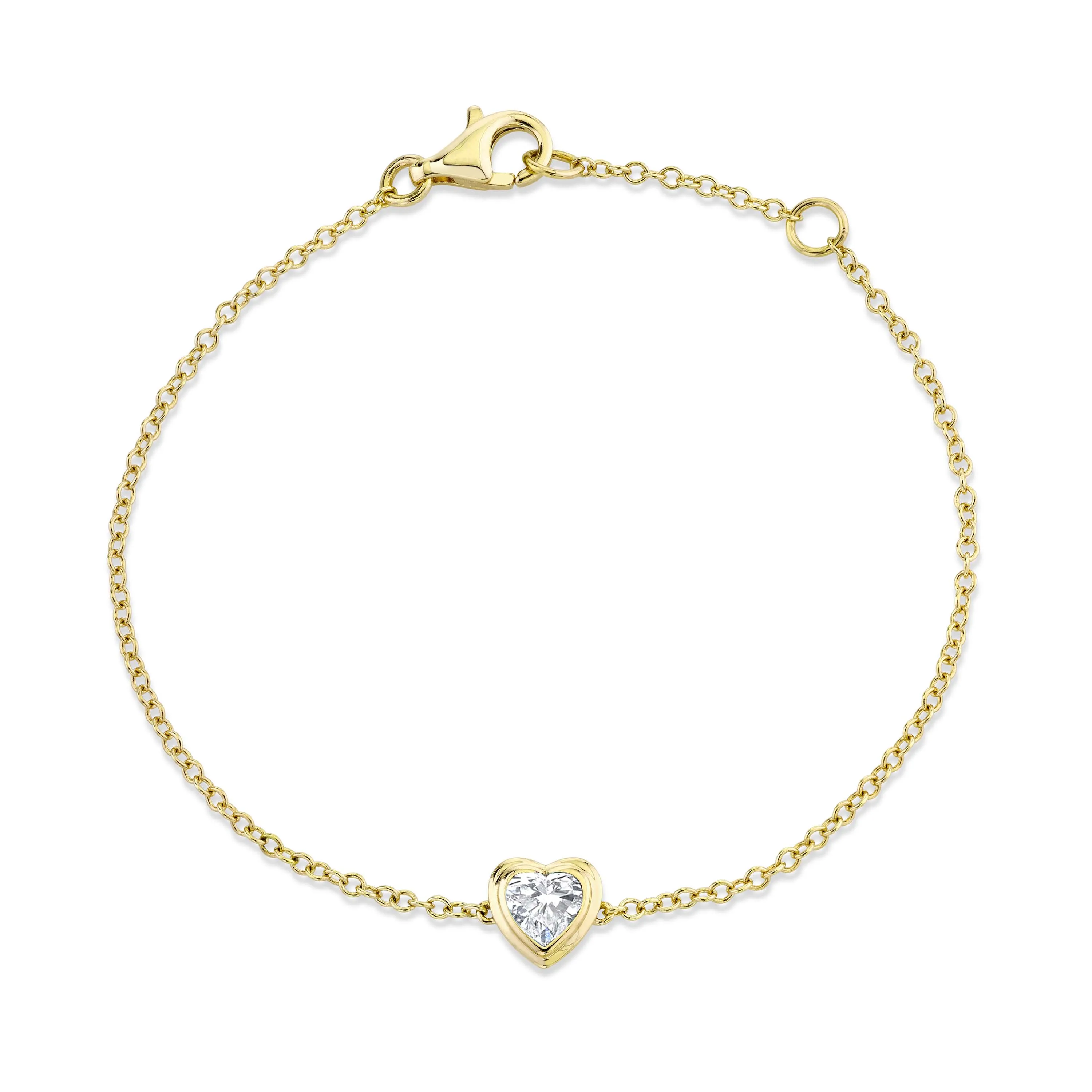 MINI ME DIAMOND BEZEL HEART BRACELET