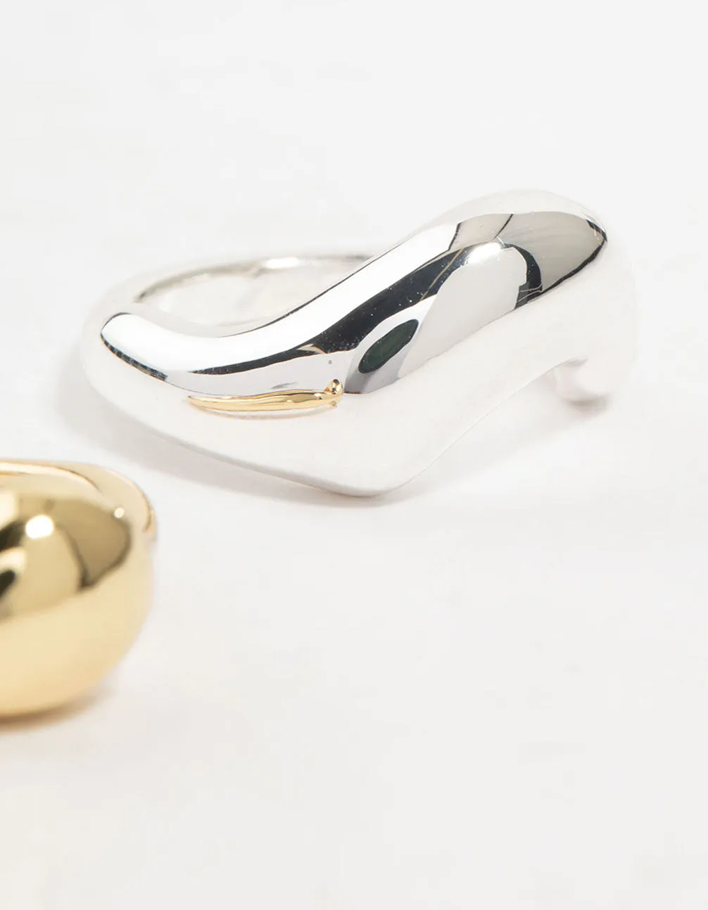 Mixed Metals Irregular Stacking Rings 2-Pack