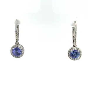 Modern 14kt White Gold 1.83cttw Tanzanite   .35cttw Diamond Earrings
