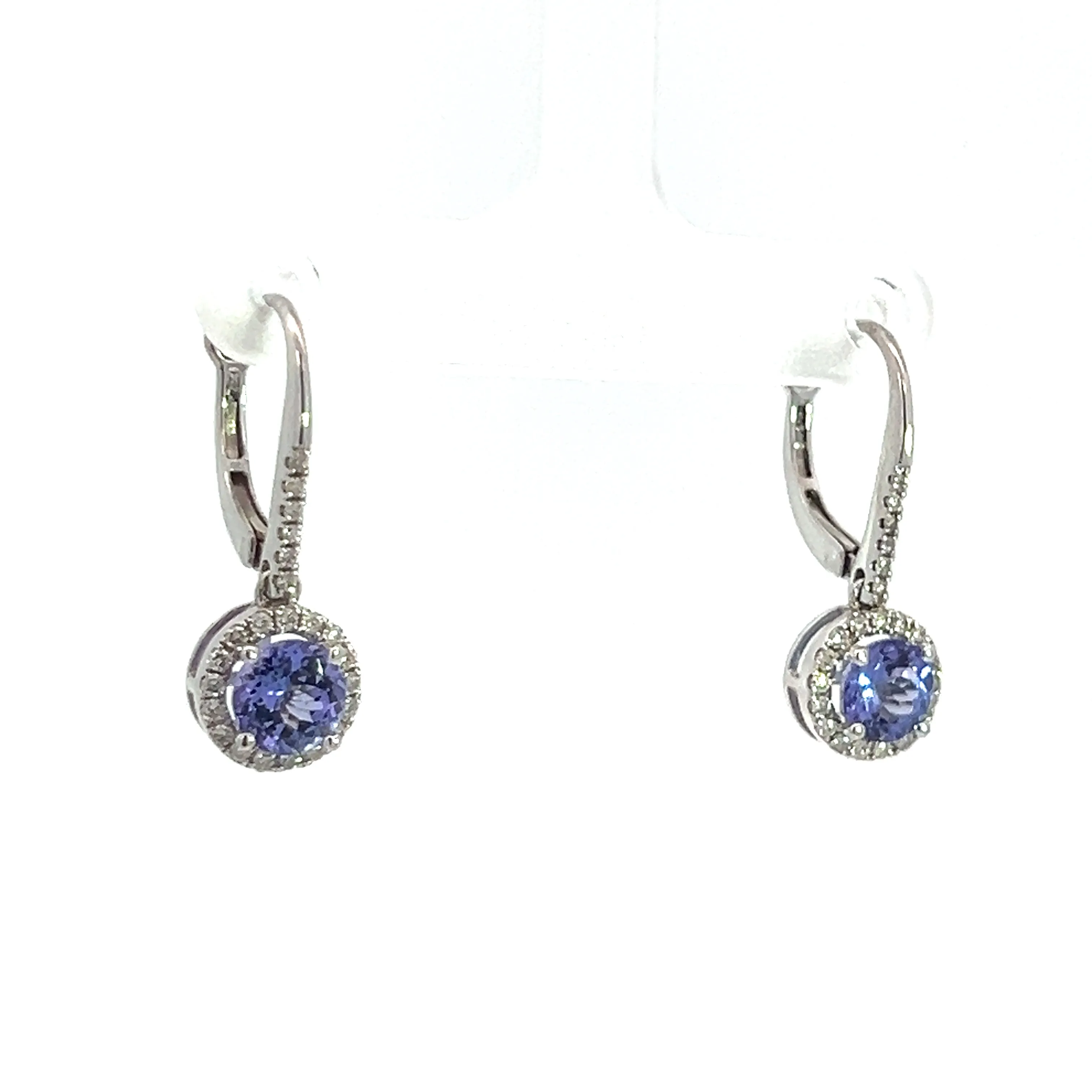 Modern 14kt White Gold 1.83cttw Tanzanite   .35cttw Diamond Earrings