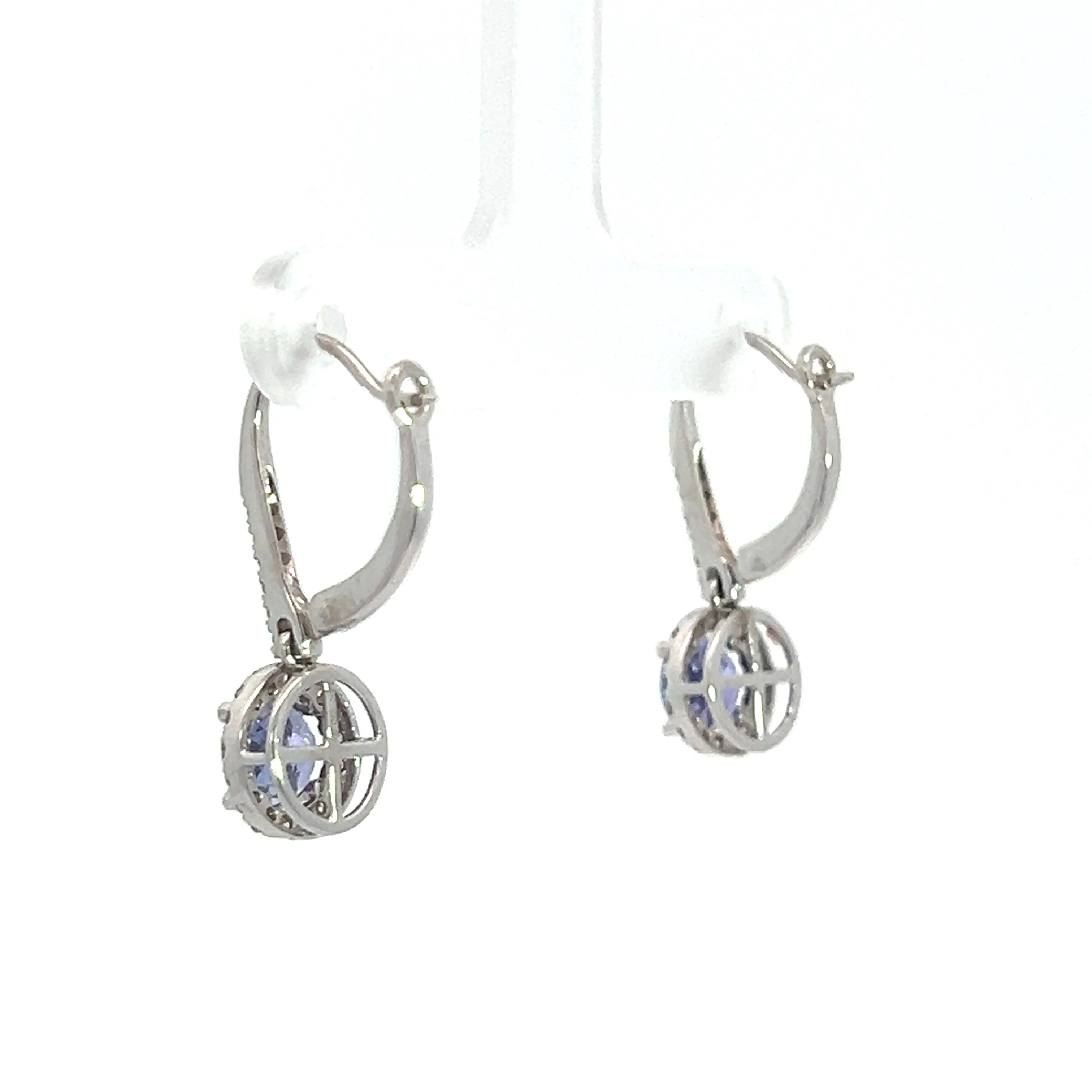 Modern 14kt White Gold 1.83cttw Tanzanite   .35cttw Diamond Earrings