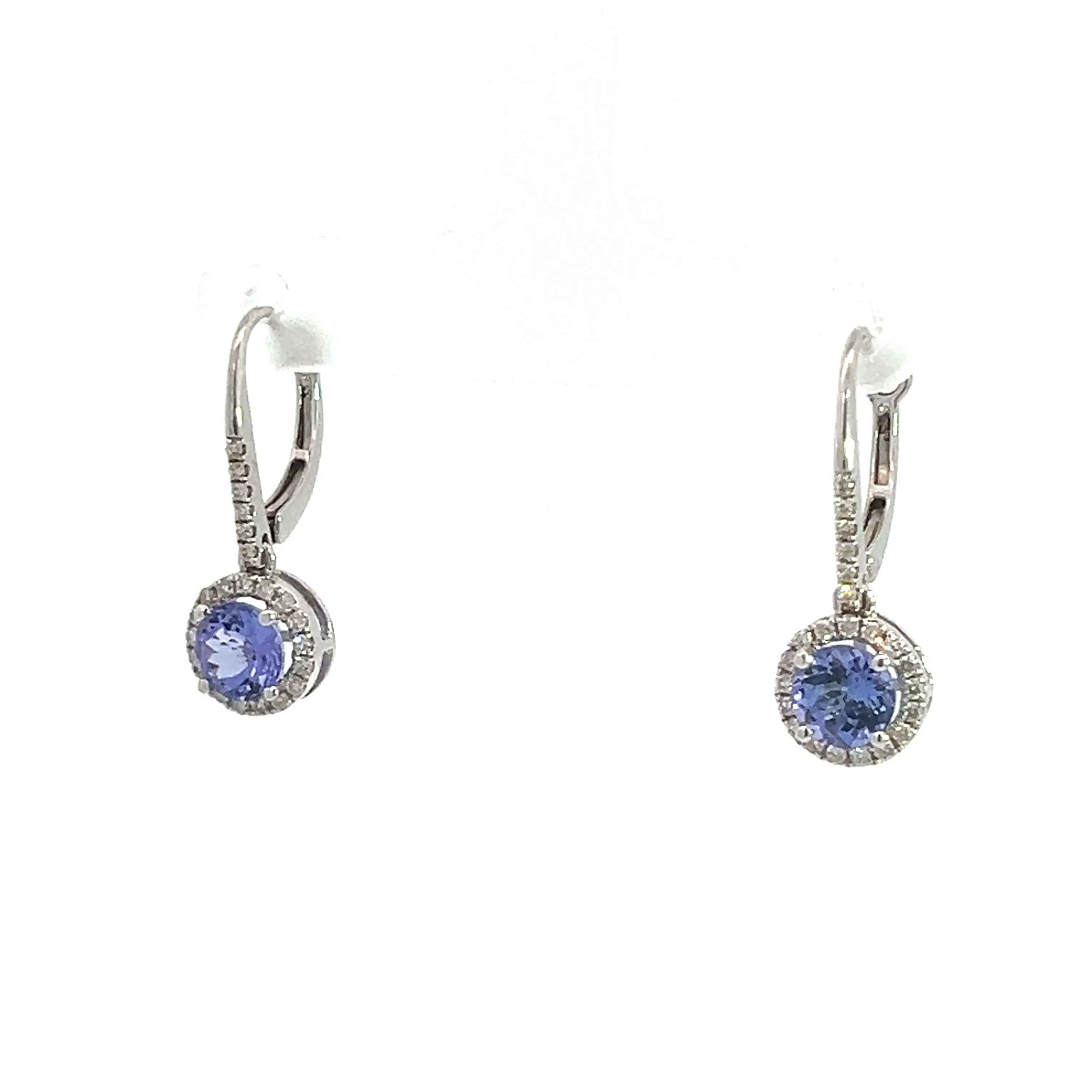 Modern 14kt White Gold 1.83cttw Tanzanite   .35cttw Diamond Earrings