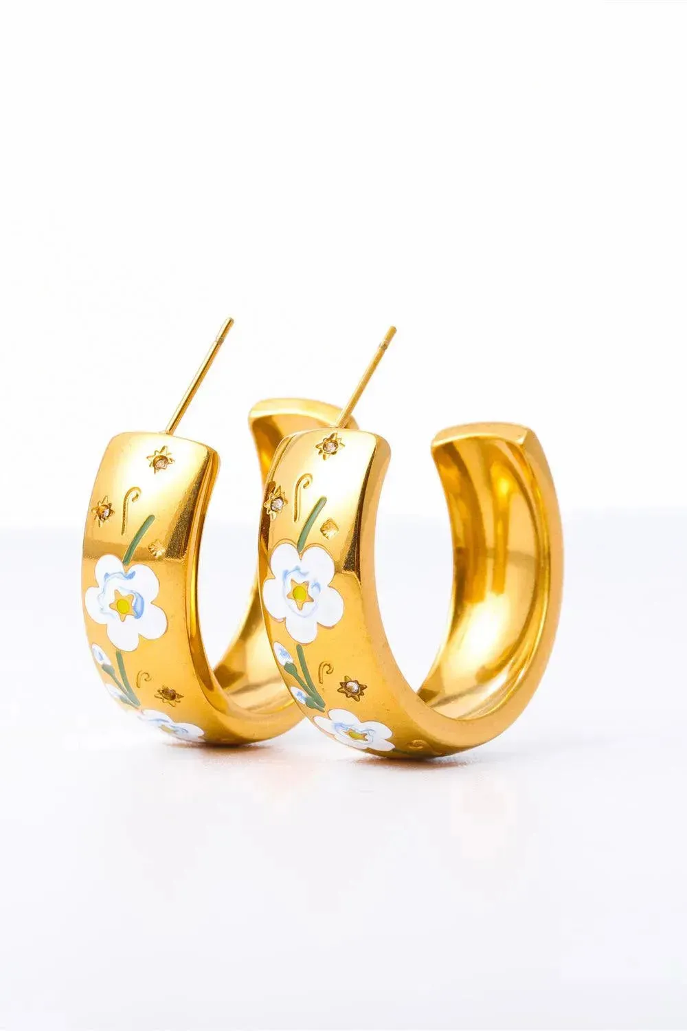 Modern 18K Gold-Plated C-Hoop Earrings in Stainless Steel