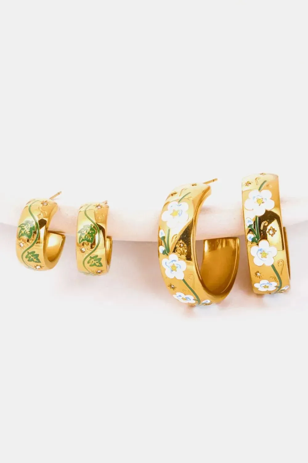 Modern 18K Gold-Plated C-Hoop Earrings in Stainless Steel