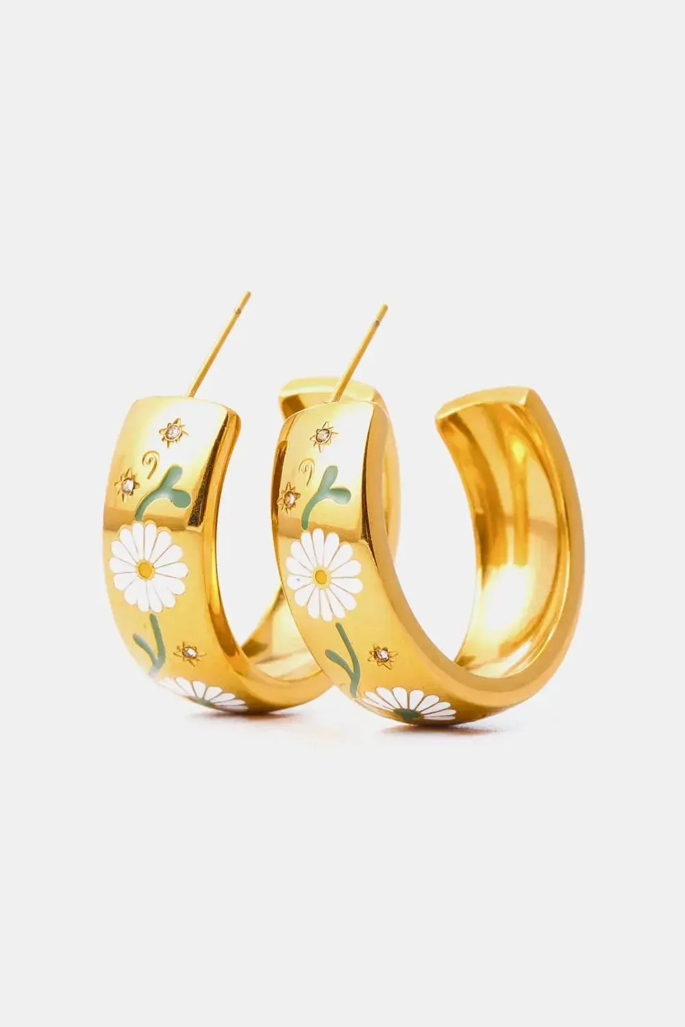 Modern 18K Gold-Plated C-Hoop Earrings in Stainless Steel