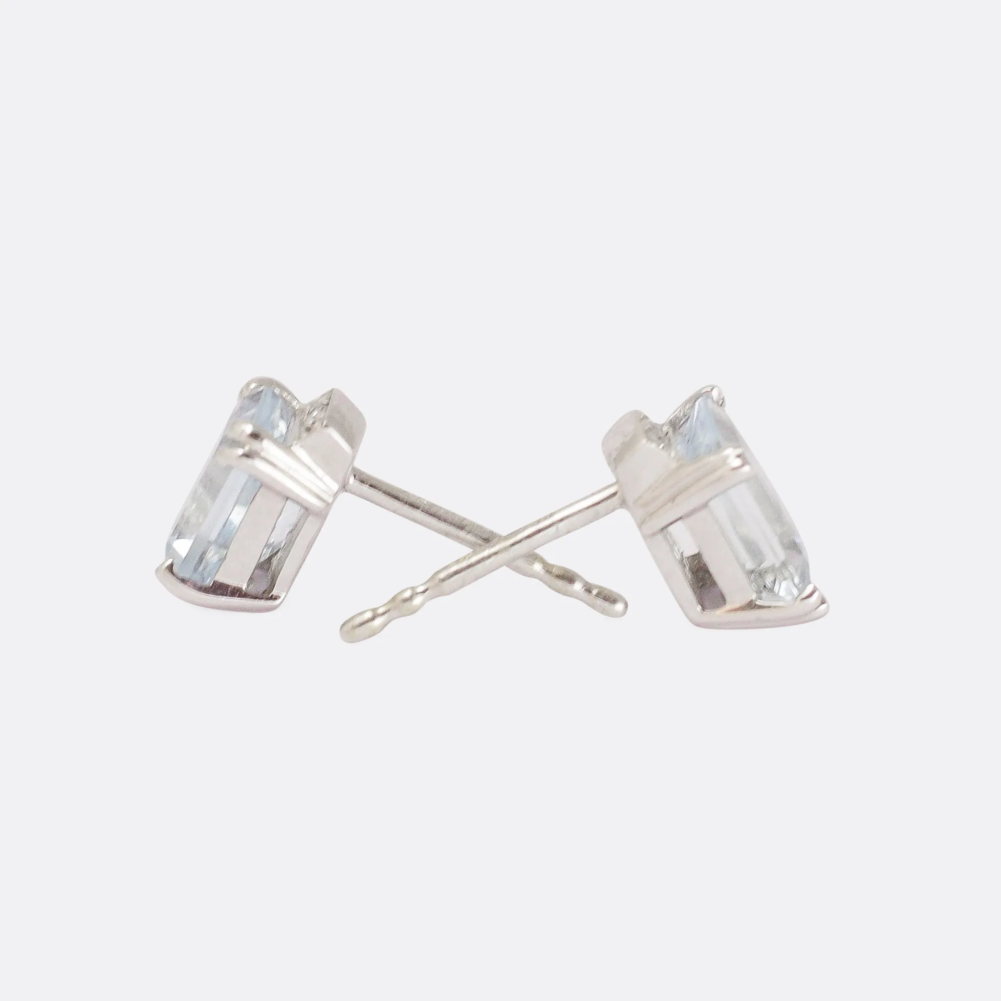 Modern Aquamarine & Diamond Stud Earrings